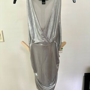 INC International Concepts Silver Ruched Wrap top